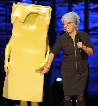 Paula Deen 'does her thing' with a stick of butter at the world cholestrol festival