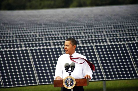 Obama enjoys sun and wind simultaneously as Republicans slink into the shadow of the Koch brothers